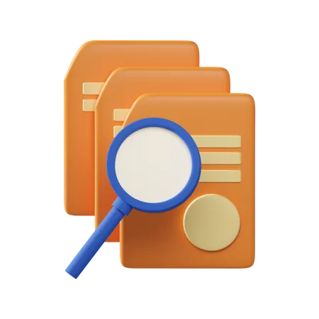 3 D Object Rendering Icon Of Business Concept Magnify Searching Document 3D Illustration
