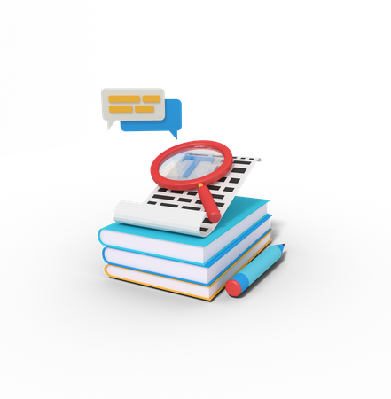 Searching Document In Book  3D Icon