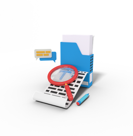 Searching Document In Box Folder  3D Illustration