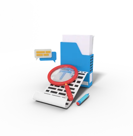 Searching Document In Box Folder  3D Illustration