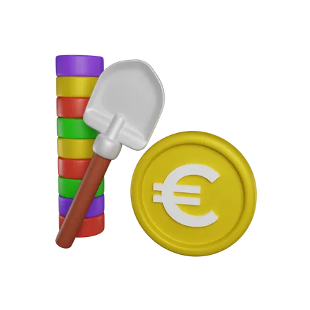 Searching Euros 3 D Icon 3D Icon