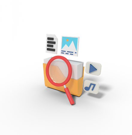 Searching File In Folder 3D Illustration