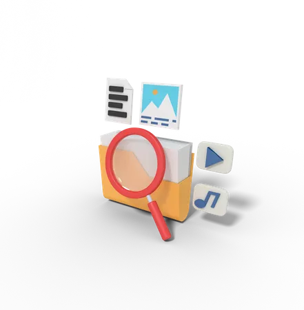 Searching File In Folder 3D Illustration