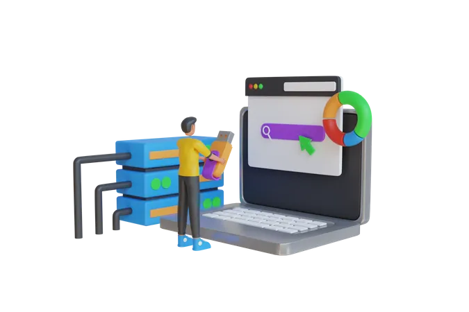 3 D Illustration Of Searching Files In Database Search Of Documents In Business Archive Concept Of Online Database And Storage 3 D Rendering 3D Icon