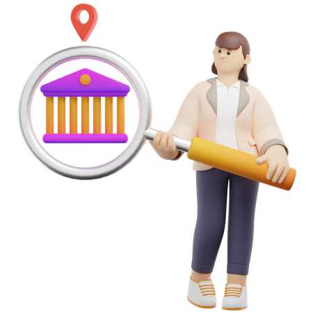 은행 위치 검색  3D Illustration