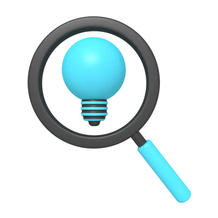 3 D Icon Of Searching Idea With Magnifying Glass 3D Icon