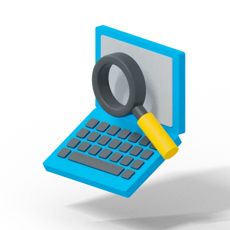 3 D Laptop With Magnifying Glass Searching Illustration 3D Illustration