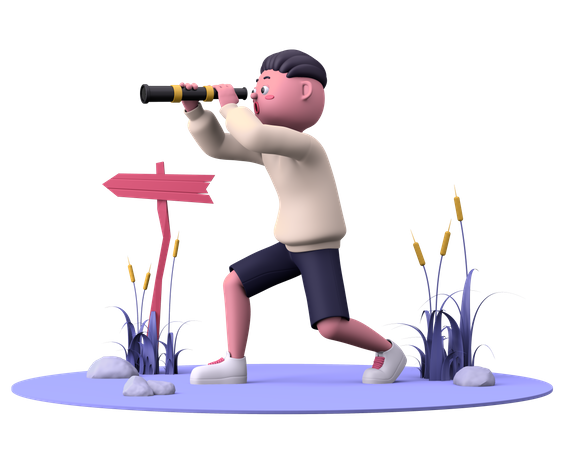 Searching with telescope  3D Icon