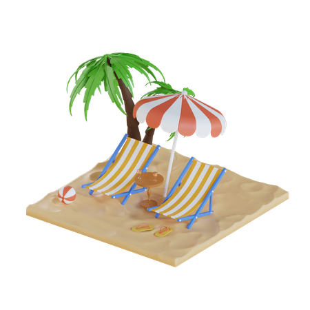Seaside 3D Illustration