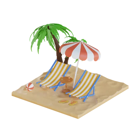 Seaside 3D Illustration
