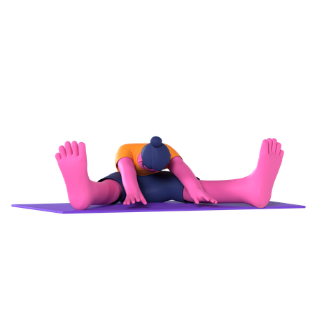 Seated Wide Leg Forward Bend Pose  3D Icon