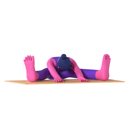 Seated Wide Leg Forward Bend Pose  3D Icon