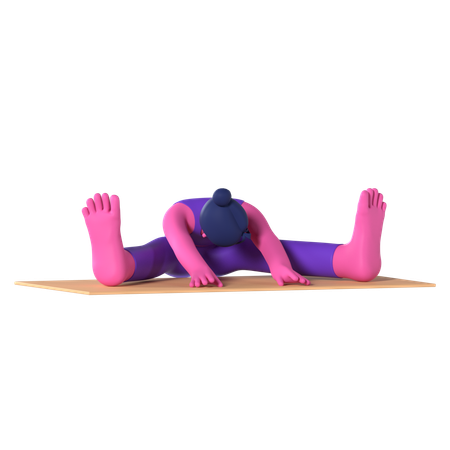 Seated Wide Leg Forward Bend Pose  3D Icon