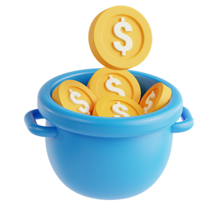 Seau en dollars  3D Icon