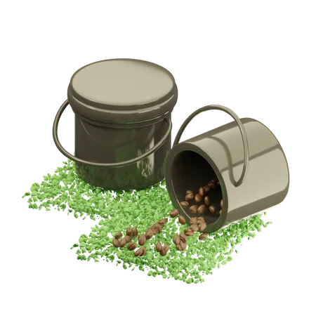 Seau de grains de café  3D Icon