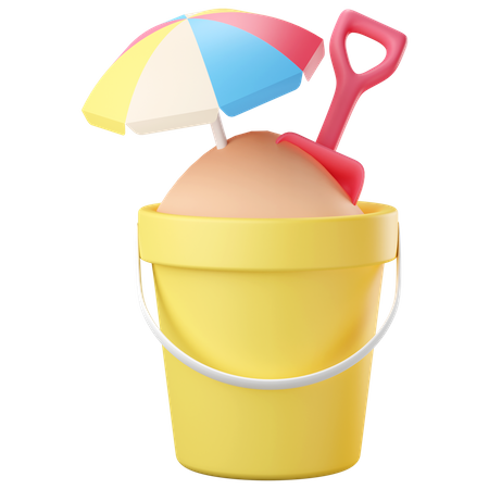 Seau à sable avec parasol  3D Icon