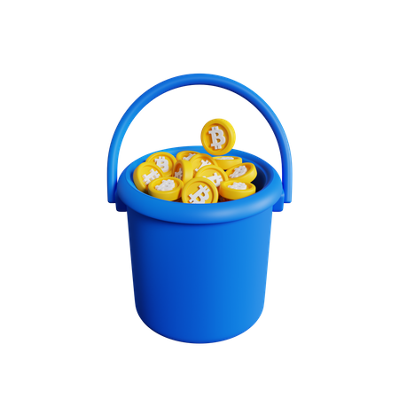Seau de bitcoins  3D Icon
