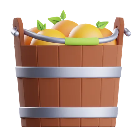 Seau de fruits orange  3D Illustration