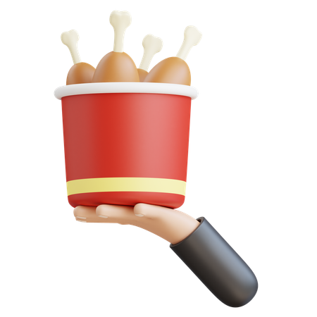 Seau de poulet à portée de main  3D Icon