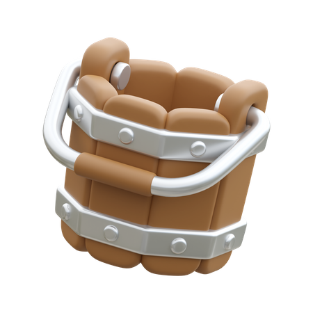 Seau en bois  3D Icon