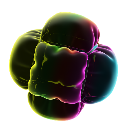 Sechs Rechteck Ballon Neon abstrakt  3D Icon