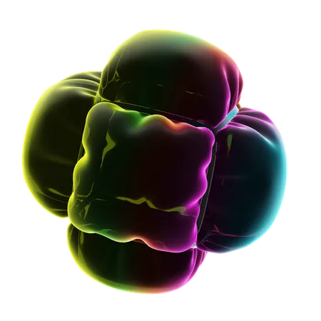 Sechs Rechteck Ballon Neon abstrakt  3D Icon