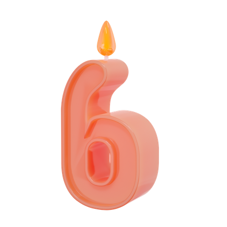 Kerze mit sechs Zahlen  3D Illustration