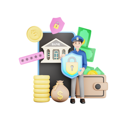 Secure Banking  3D Icon
