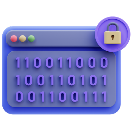 Secure Binary Code  3D Icon