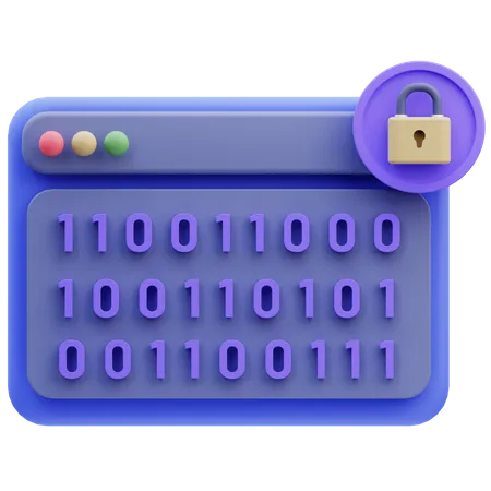 Secure Binary Code  3D Icon