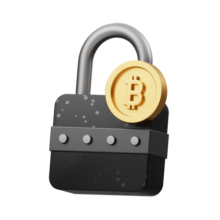 Secure Bitcoin  3D Illustration