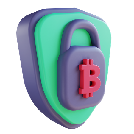 Secure bitcoin  3D Illustration