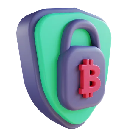 Secure bitcoin  3D Illustration