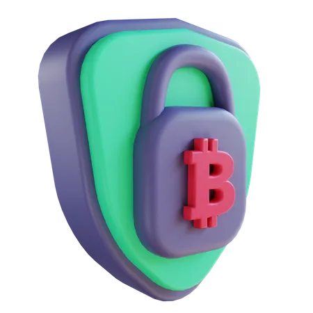 3 D Illustration Bitcoin Secure Lock 3 Suitable For Cryptocurrency 3D Illustration