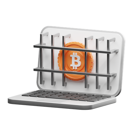 Secure bitcoin  3D Illustration