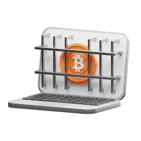 A Clean Locked Bitcoin Laptop 3 D Illustration 3D Illustration