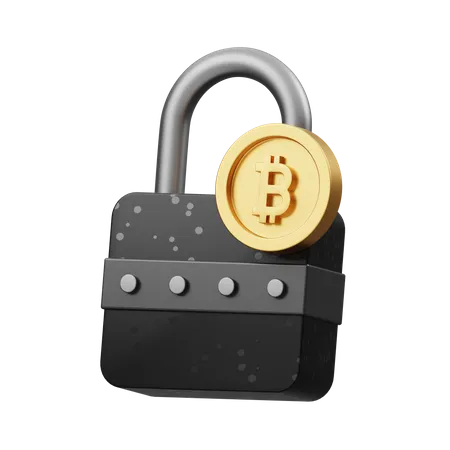 Secure Bitcoin  3D Illustration
