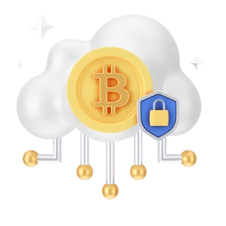 Secure Bitcoin Cloud 3D Icon