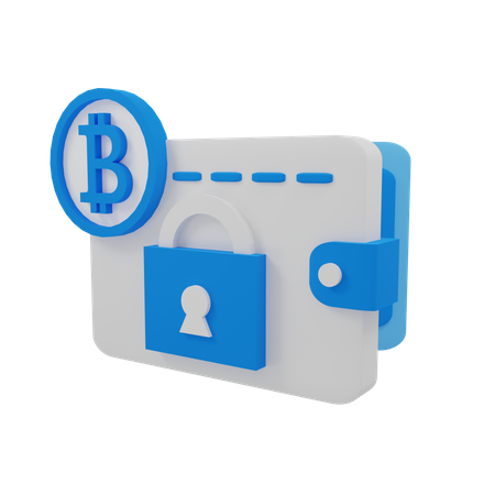 Secure Bitcoin Wallet  3D Illustration