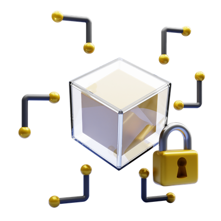 Secure Blockchain 3D Illustration
