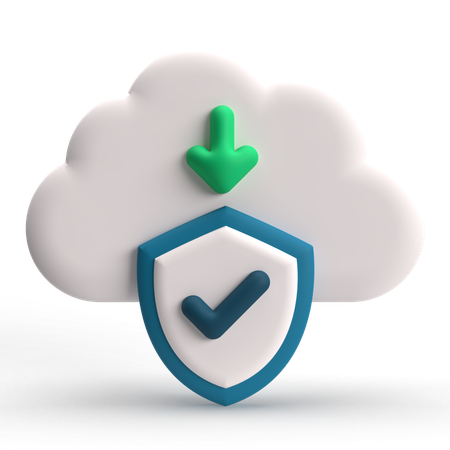 Secure Cloud Download  3D Icon