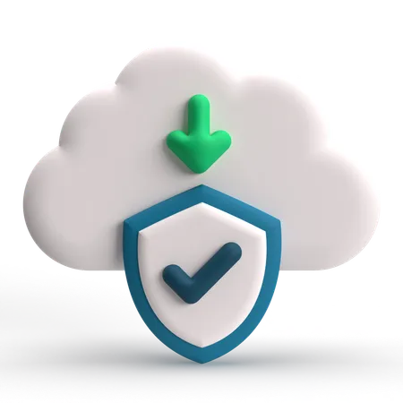 Secure Cloud Download  3D Icon
