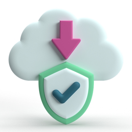Secure Cloud Download  3D Icon