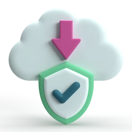 Secure Cloud Download  3D Icon