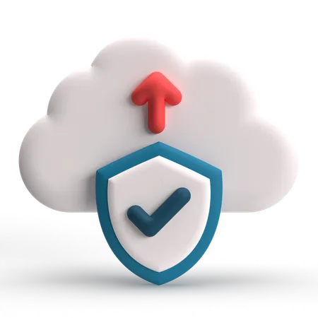 Secure Cloud Upload  3D Icon