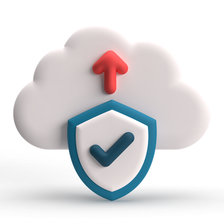 Secure Cloud Upload  3D Icon