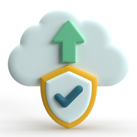 Secure Cloud Upload  3D Icon