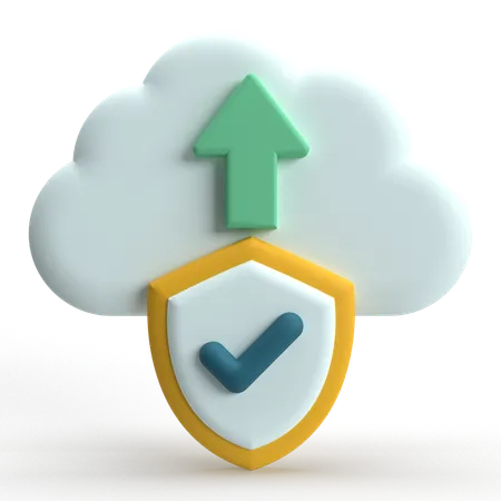 Secure Cloud Upload  3D Icon