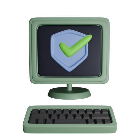 Secure Computer  3D Icon