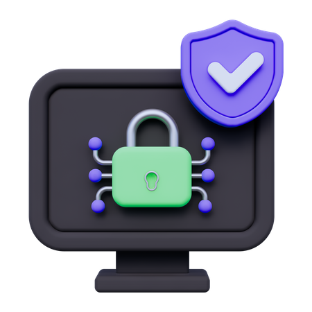 Secure Computer  3D Icon